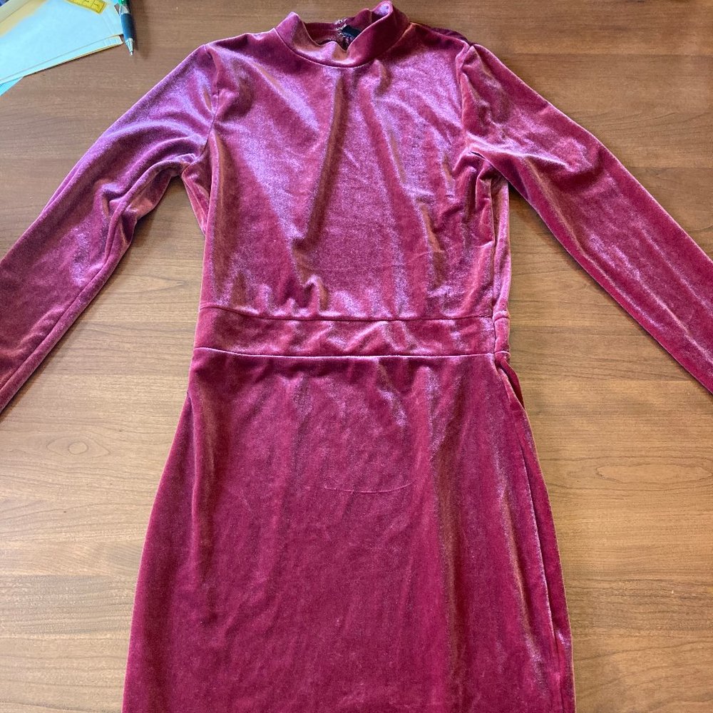 H&M Divided Red Velour Open Back Dress